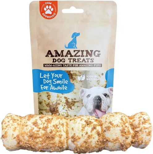 Miniatura 7 de Amazing Dog Treats - Rollos de mejillas de ternera Mega gruesos (sabor a polvo fuerte, 5-6 pulgadas - 4 unidades) - Masticables seguros para perros