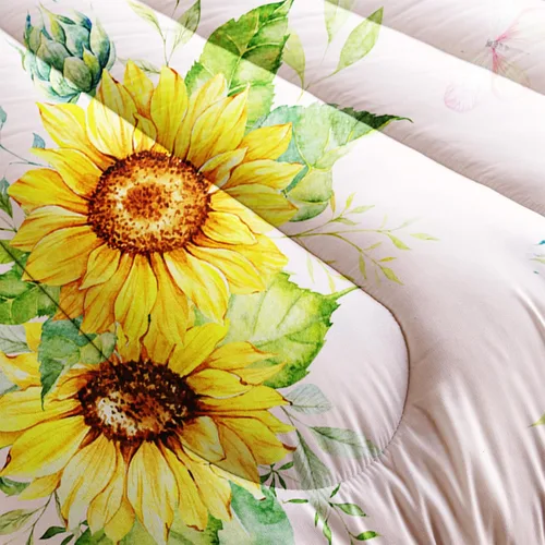 Miniatura 6 de Nttopship Juego de edredón rosa con girasol, tamaño completo para mujeres adultas, juego de ropa de cama floral de mariposa de 3 piezas, edredones