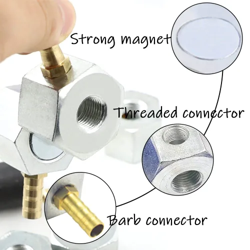 Miniatura 6 de Uenede Base magnética con conector de púas + boquilla plana de 1/4 pulgadas PT tubo de refrigerante de plástico con interruptor, manguera