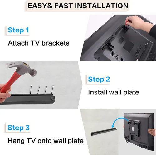 Miniatura 3 de Soporte de pared para TV sin pernos, soporte de TV para paneles de yeso sin taladro, para televisores inteligentes de 22 a 55 pulgadas, soporte