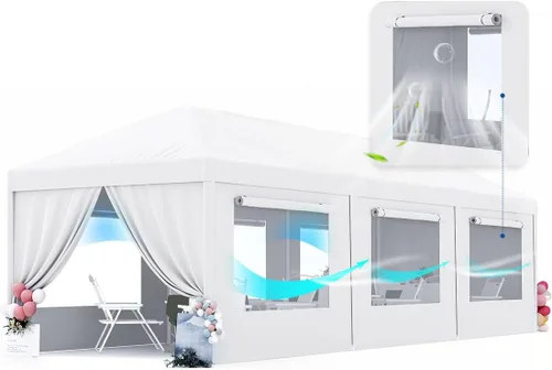 Miniatura 10 de Quictent toldo para fiestas de 10 x 30 pies, carpa para bodas, cenador con paredes laterales extraíbles y elegante iglesia