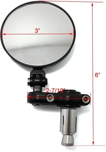 Miniatura 7 de Espejos laterales plegables negros de 3 pulgadas, redondos, 7/8 pulgadas, para Harley Davidson Kawasaki Suzuki Yamaha Cruiser Dirt Bike Scooter ATV