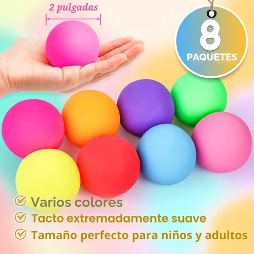 Miniatura 2 de Paquete de 8 pelotas antiestrés de aumento lento, bolas antiestrés para niños y adultos, juguetes elásticos para aliviar la ansiedad, terapia