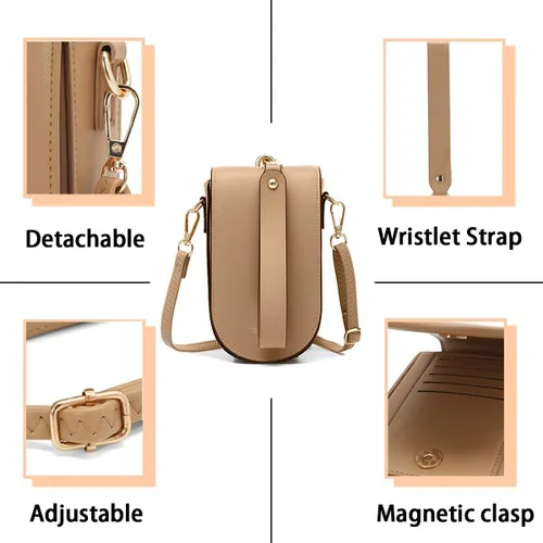 Miniatura 7 de Sunwel Fashion Trendy Cell Phone Bag 5 Card Slots Mini Crossbody Bag Phone Purse Detachable Wristlet for Women Girls