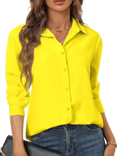 Miniatura 22 de Camisas de manga larga con botones para mujer, básicas, clásicas, suaves, con cuello a la moda, elegantes y casuales