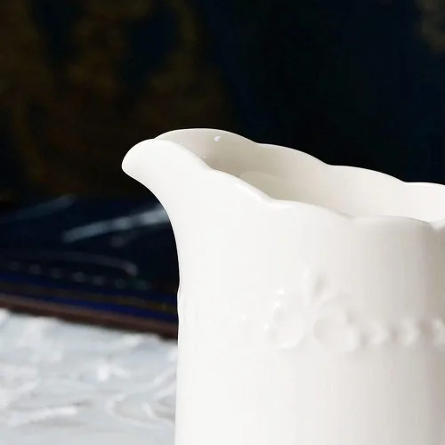 Miniatura 6 de Sizikato Jarra de porcelana blanca con asa, jarra de crema de 8 onzas.
