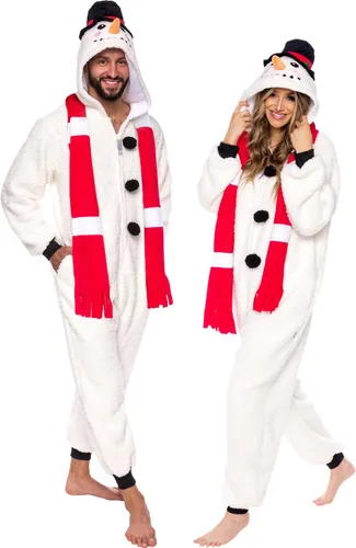 FUNZIEZ - Mameluco para adultos disfraz de animal de Halloween traje de cosplay de felpa de una pieza para mujeres y hombres