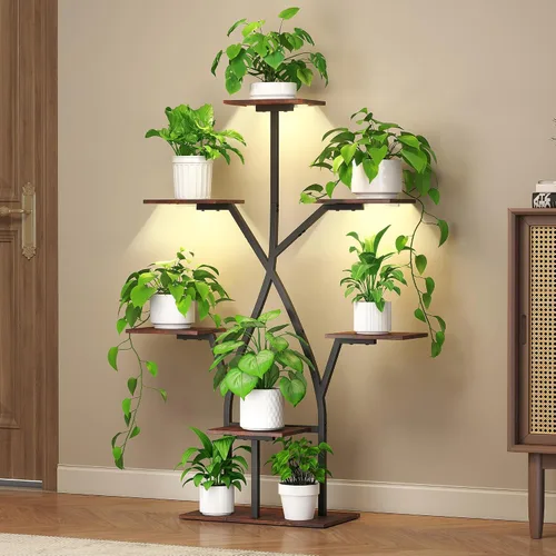 Miniatura 11 de Quikraen Soporte para plantas de interior con luces de cultivo de 64 pulgadas de alto, estante de plantas iluminado en esquina para cultivo