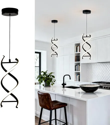 Miniatura 11 de MAYNA Lámpara Colgante LED en Espiral, Candelabro LED Moderno de 18W, 4000K Lámpara Colgante de Altura Ajustable para Cocina, Sala de Estar