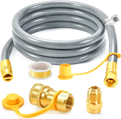 Miniatura 13 de GasSaf Manguera de gas natural de 3/8 pulgadas de diámetro interior, manguera de gas de conexión rápida de 24 pies con rosca de tubo hembra de 3/8 x
