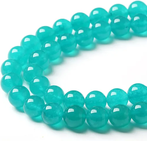 Miniatura 4 de 46 piezas de cuentas de piedra natural de 8 mm de amatista azul, cuentas sueltas redondas de jade para hacer joyería, pulseras, collares, 38 cm Jade