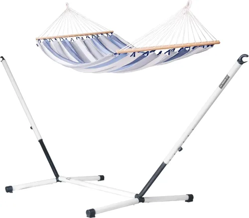 Miniatura 10 de La Siesta® Alisio Hamaca con barra esparcidora, hamaca exterior resistente a la intemperie, hamaca exterior de tela para 2 personas, hamaca para 2