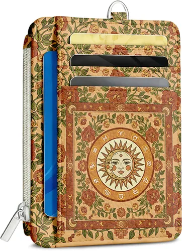 Miniatura 9 de Cartera delgada para mujer - Soporte para tarjetas de crédito con bloqueo RFID, cartera de piel sintética con ventana de identificación y bolsillo