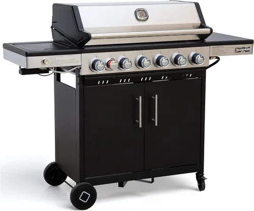 Miniatura 10 de Brand-Man - Parrilla de gas propano de 4 quemadores con quemador lateral infrarrojo, parrilla de barbacoa total de 52,000 BTU con rejillas y plancha