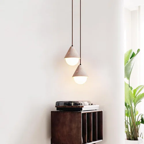 Miniatura 3 de Lámpara colgante de travertino amarillo contemporánea, lámpara de techo ajustable con pantalla de vidrio blanco leche, lámpara de techo ajustable