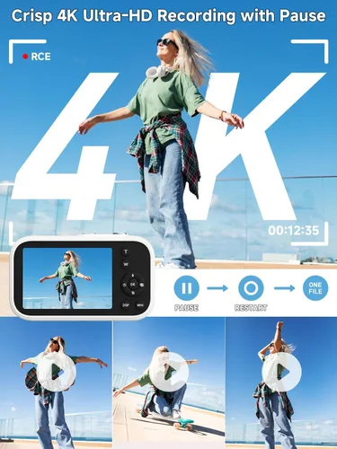 Miniatura 2 de Cámara digital, cámara de vlogging de enfoque automático 4K para fotografía, cámara de apuntar y disparar de 48 MP con modo de belleza y guía