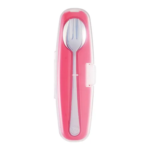 Miniatura 6 de Innobaby Din Din Smart - Cuchara y tenedor de acero inoxidable con funda de transporte. Juego de utensilios para niños y niños pequeños. Sin BPA.