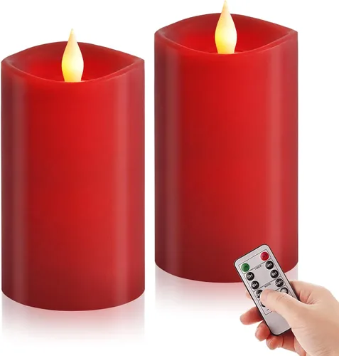 Miniatura 10 de Juego de 1 velas sin llama de 3 x 4, batería de 2 AA, 600 horas, velas parpadeantes con temporizador, velas sin llama de 4 pulgadas con control