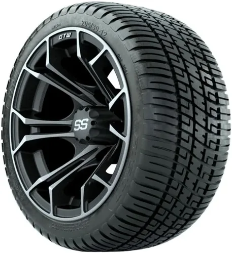 Miniatura 3 de GTW Combo de ruedas y neumáticos para carrito de golf de 12 pulgadas GTW gris mate/ruedas Spyder mecanizadas en neumáticos Fusion Low Profile