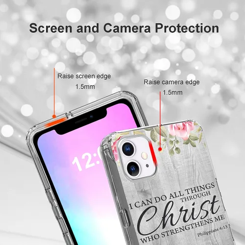 Miniatura 6 de Rossy Funda para iPhone 11, transparente con doble capa transparente híbrida de TPU suave TPU duro PC a prueba de golpes funda protectora para Apple