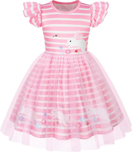 Miniatura 25 de WonderBabe Vestido de tul para niñas pequeñas, traje de unicornio, manga con volantes, ropa de cumpleaños, vacaciones, falda tutú casual de sirena