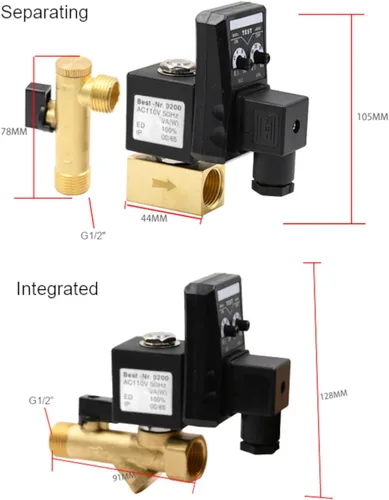 Miniatura 6 de Válvula de drenaje automática electrónica G1/2" 1,6 MPa, drenador automático para tanque de aire o secador de aire, CA 110V 50Hz con enchufe de EE.