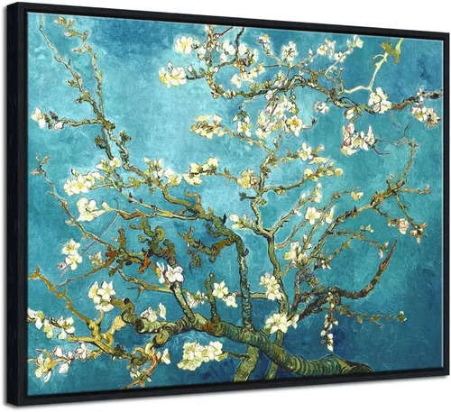 Miniatura 10 de Pyradecor Modernas pinturas al óleo famosas de flor de almendra, impresiones en lienzo de Van Gogh, cuadros florales sobre lienzo, arte de pared