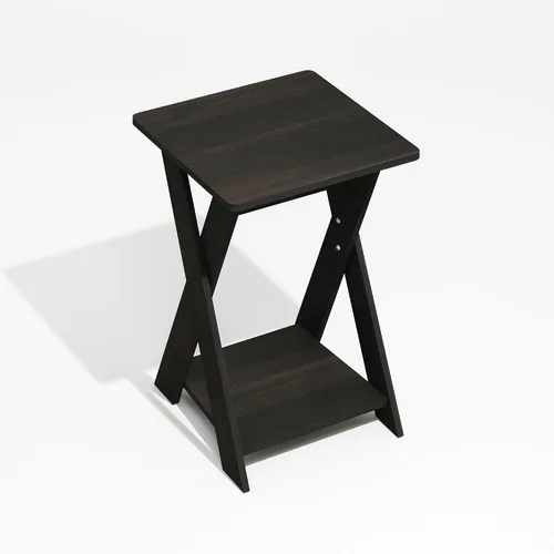 Miniatura 5 de Furinno Mesa auxiliar moderna, mesa auxiliar con patas en X con estante abierto, mesita de noche entrecruzada, mesita de noche, fácil montaje