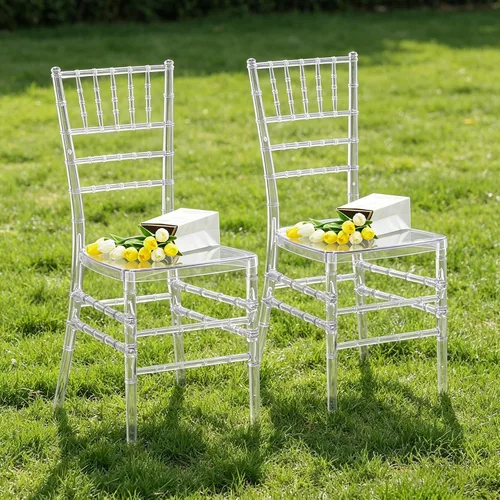 Miniatura 9 de BOOSDEN Clear Chiavari Chairs, Transparent Acrylic Plastic Chair, Accent Armless Dining Chairs, Sturdy Clear Chiavari Chair for Wedding, Party