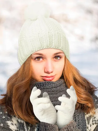 Miniatura 7 de Juego de 12 piezas de gorro de invierno, bufanda, guantes para pantalla táctil, forro polar, gorro de punto, bufanda calentador de cuello