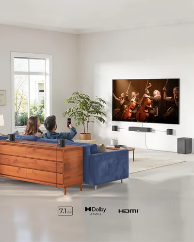 Miniatura 3 de ULTIMEA Barra de sonido de 7.1 canales con Dolby Atmos, sistema de sonido envolvente para TV con 4 altavoces envolventes, barra de sonido para Smart