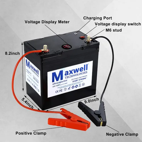 Miniatura 2 de Maxwell 16V 500F Super Capacitor 12V Jump Starter 6000A Paquete de batería de arranque de coche (hasta 8.0L de gas, motor diesel de 6.0 L)