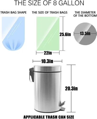 Miniatura 2 de Teivio - Bolsas de basura de 8 galones, 330 unidades, transparentes, coloridas, bolsas de basura para cocina, se adaptan a contenedores de basura