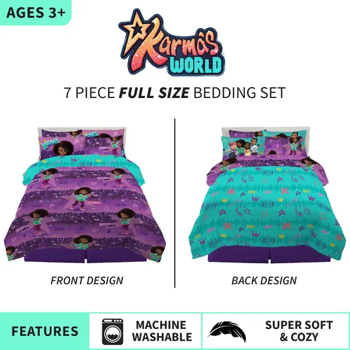 Miniatura 2 de Franco - Juego de edredón y sábanas reversibles de microfibra, supersuave y acogedor, para niños, con funda, 7 piezas, tamaño matrimonial, El mundo