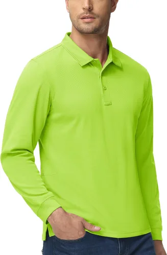Miniatura 6 de MAGCOMSEN Camisas polo para hombre, 3 botones, secado rápido, manga larga, tácticas, camisa de golf