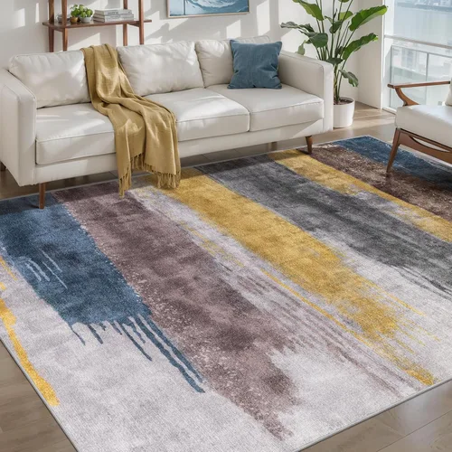 Miniatura 10 de Ciicool Alfombra de pasillo lavable de 2 x 6, alfombra moderna abstracta para pasillo, antideslizante, delgada, ligera, con estampado gris marino