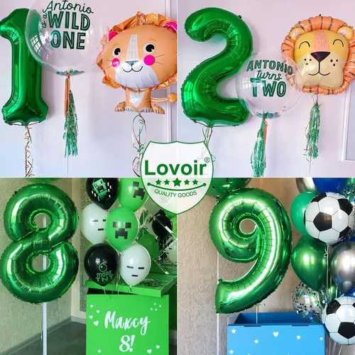 Miniatura 6 de Lovoir Globo verde oscuro de 40 pulgadas con el número 12 del número 21 de gran tamaño gigante, globos de helio verde oscuro para fiesta