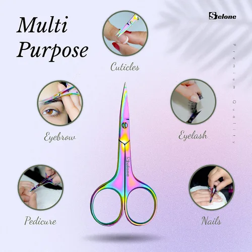 Miniatura 3 de Tijeras de aseo profesional para cejas, pequeñas tijeras curvadas de acero inoxidable para manicura y belleza para mujeres