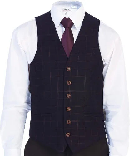Miniatura 15 de Gioberti Chaleco de tweed formal de 6 botones para hombres