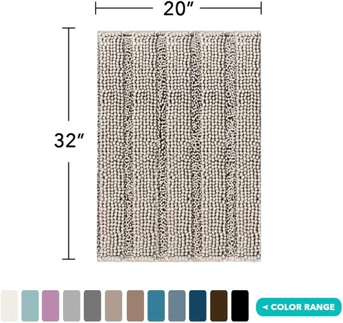 Miniatura 2 de Turquoize Alfombras de Baño Chenille Peludas Alfombra de Baño Antideslizante Gruesas Alfombras de Baño Peludas para Baño Chenille Juego de Alfombra