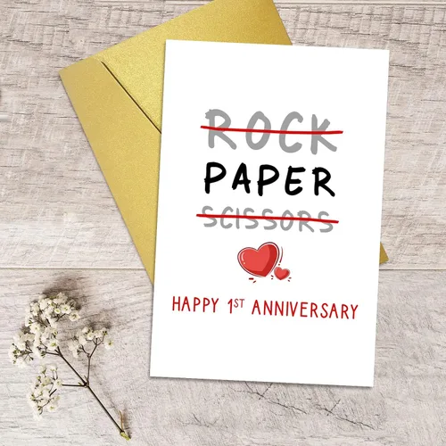 Miniatura 5 de Qiliji Tarjeta de feliz primer aniversario, divertida tarjeta de aniversario de boda de 1 año, tarjeta de felicitación de aniversario de papel