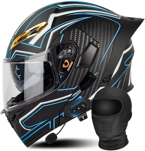 Miniatura 15 de Casco modular Bluetooth para motocicleta, aprobado por DOT/ECE, cascos delanteros abatibles, viseras antivaho duales, casco de cara completa, MP3