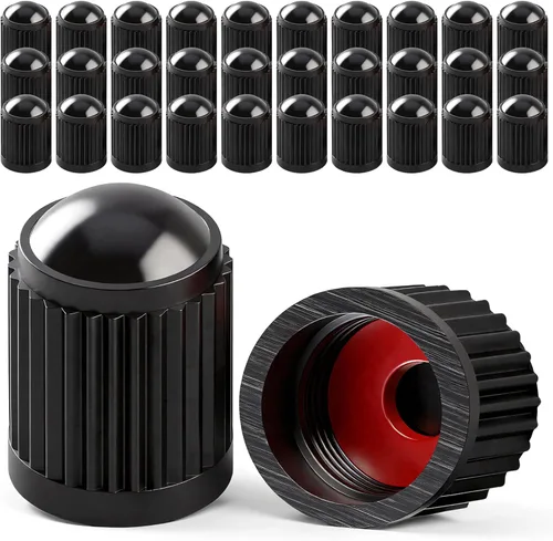 Miniatura 42 de 30 piezas de tapas de vástago de válvula de neumático TPMS, tapas de vástago de válvula de rueda de plástico negro para TR20008 TPMS, tapas