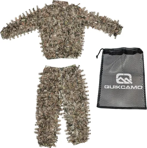 Miniatura 3 de QuikCamo Mossy Oak 3D Leafy Camo Ghillie Suit - Breathable Quiet Mesh, Snaps and Zippered Pockets for Turkey Hunting