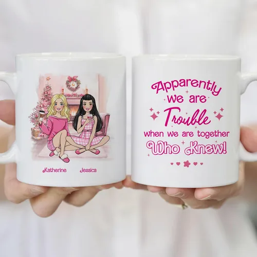 Miniatura 4 de Gossby Taza de café de Navidad personalizada para amigas, regalo de amistad de Navidad personalizado para 2 mejores amigos con diseño, nombre, taza