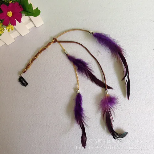 Miniatura 6 de 6 extensiones de cabello hippie boho hechas a mano para mujer con clip de plumas, peine de accesorios de bricolaje, tocado de horquilla