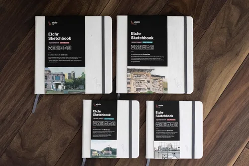 Miniatura 4 de Etchr Cuaderno de bocetos cuadrado de 8 pulgadas, prensa en frío, 100% algodón, cuaderno de bocetos de tapa dura de 8 x 8 pulgadas con 52 páginas