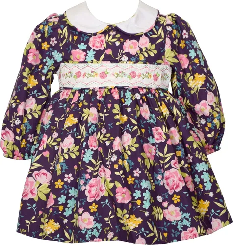 Bonnie Jean Vestido de Navidad navideño para bebé niña - Vestido fruncido para bebés y niñas pequeñas, Rojo -