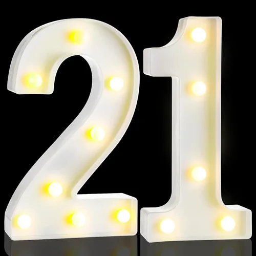 Miniatura 8 de Treela Números decorativos de cumpleaños de 8.7 pulgadas, letrero de número de marquesina con purpurina para decoración de fiesta de cumpleaños, Oro