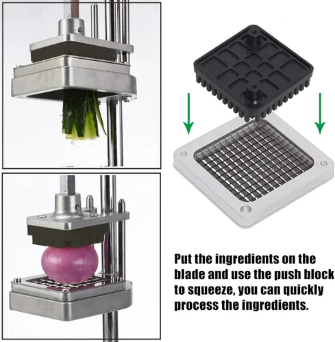 Miniatura 7 de Cuchilla de repuesto de 1/4 pulgadas con bloque de empujador, cuchilla cortadora comercial de papas fritas, picadora comercial de verduras